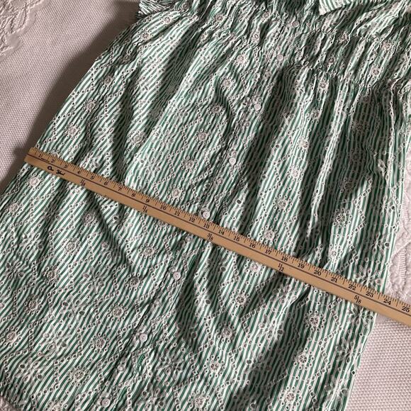 NWT Avara Gentry Dress Button Up Ruffle cap Sleeve Green Eyelet Resort Beach L - Picture 6 of 14